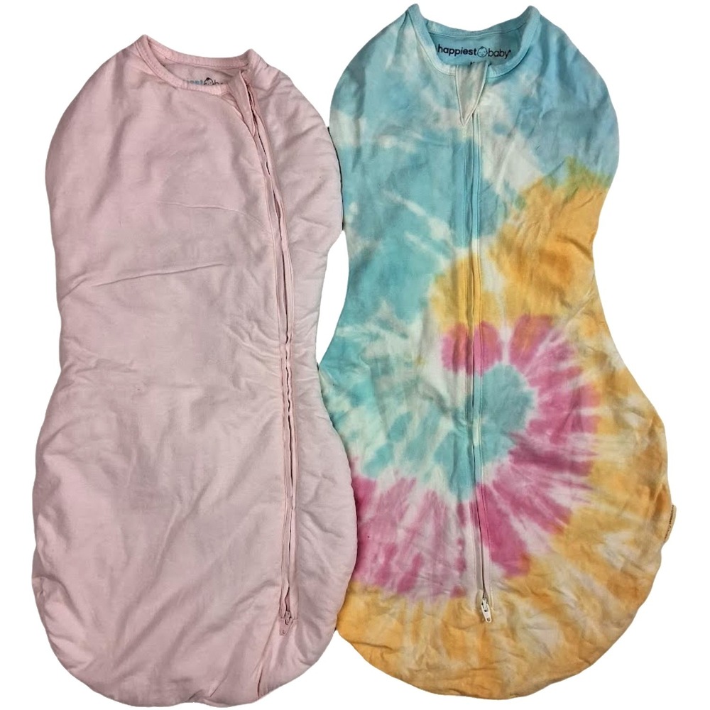 Happiest Baby Swaddle Sleep Sack Lot Medium Tie Dye Solid Pink Thick Girl